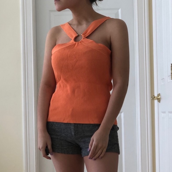 Tops - 🌹Boutique | Orange Knit Halter Ring Top